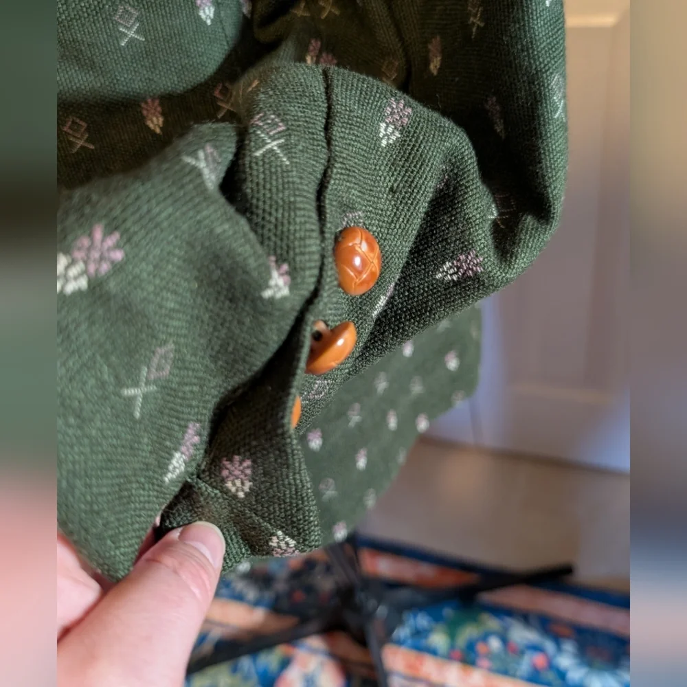 Anthropologie Mädchen Blazer, Women's Size M, Green Wool With Pink Accents - Picture 10 of 11